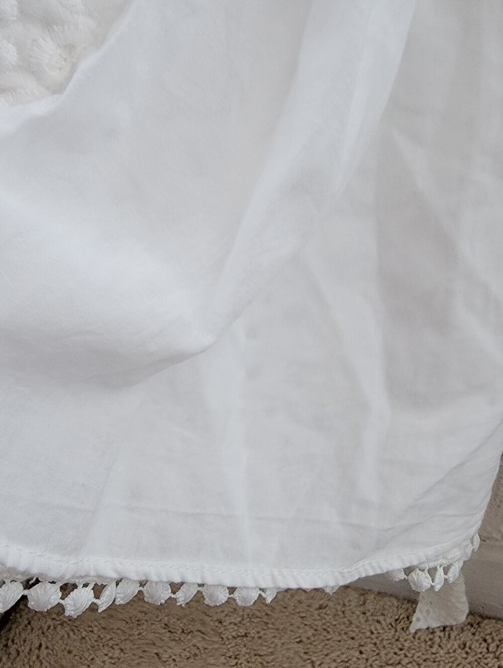 Zara 46"L Midi White Dress Metal Buttons Embroidered Eyelets Belt, Lined, Sz XL - Picture 8 of 16